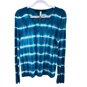 Kensie - Turquoise Blue Tie Dye Look Light V-neck Sweater - L China